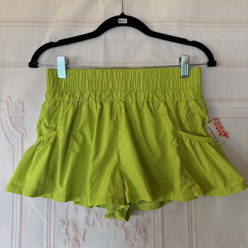 FP Movement Get Your Flirt On Shorts Lime Green Sz S NWT Pockets Athleisure